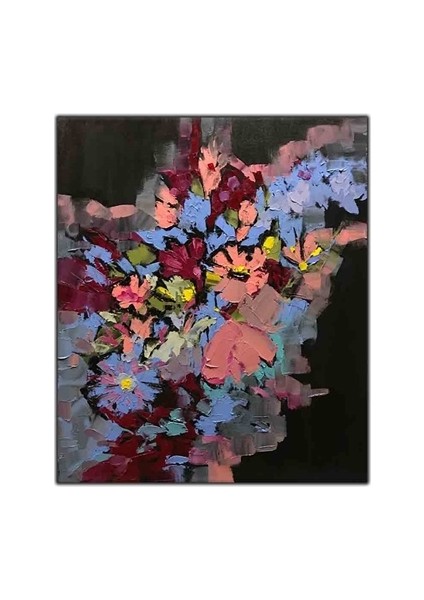 Dekoratif Çiçek Yağlı Boya Dokulu Tablo