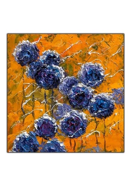 Karahindiba Çiçek Yağlı Boya Dokulu Tablo