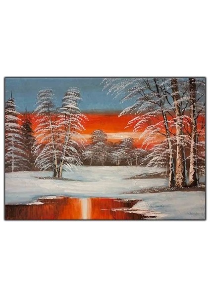 Kış Temalı Ağaç ve Orman Orijinal Yağlı Boya Tablo