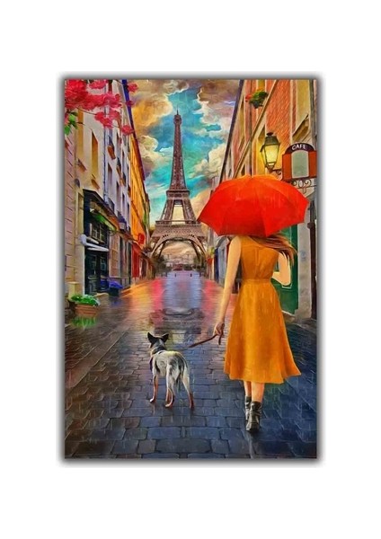 Eyfel Kulesi Ile Yağmurlu Bir Paris Kanvas Tablo