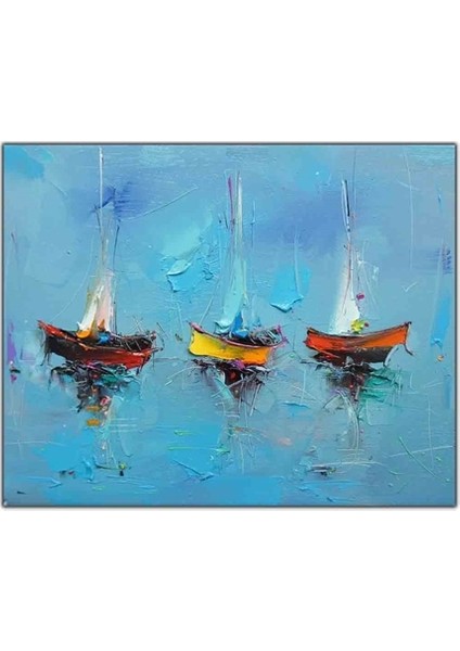 Tekneler Yağlı Boya Dokulu Tablo