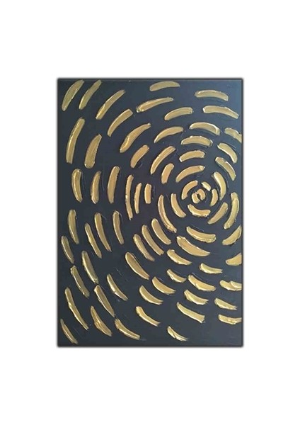 Soyut Gold ve Siyah Temalı Çiçek Orijinal Yağlı Boya Tablo