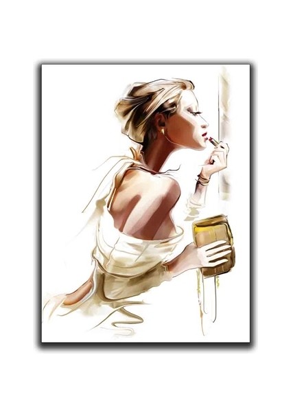 Ruj Süren Kadın Kanvas Tablo