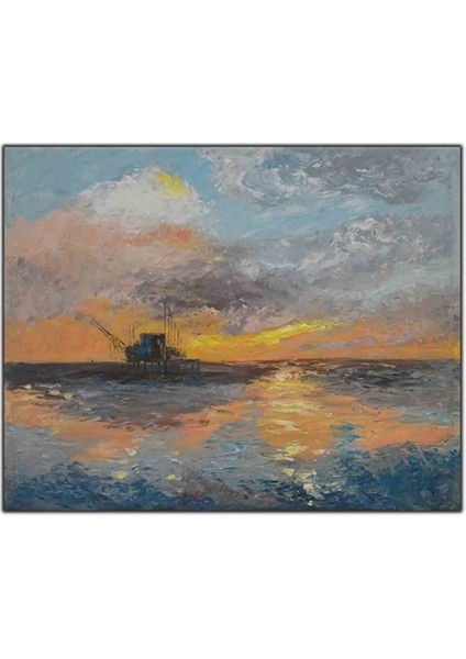 Gün Doğumu ve Deniz Orijinal Yağlı Boya Tablo