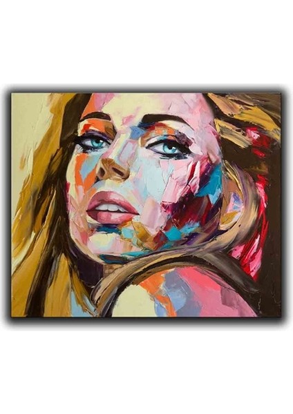 Sarısın Kadın Portre Yaglı Boya Dokulu Tablo