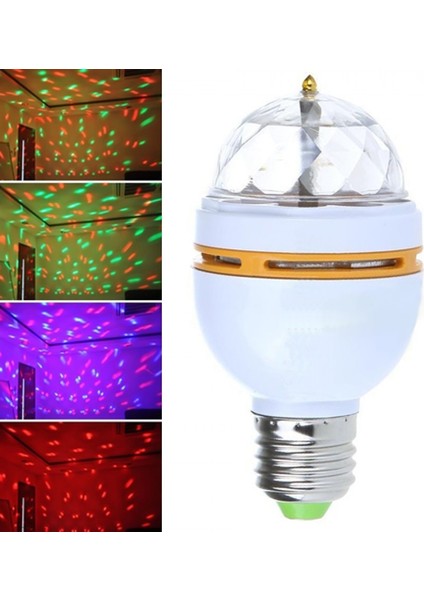 Döner Başlıklı LED Disko Ampulü (3 Renk)