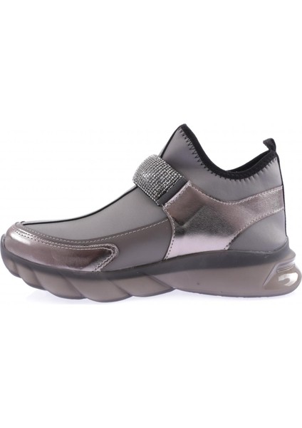 104-23Y Kadin Strech Detayli Silver Taş Bantli Sneakers Ayakkabi modelleri