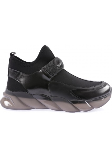 104-23Y Kadin Strech Detayli Silver Taş Bantli Sneakers Ayakkabi