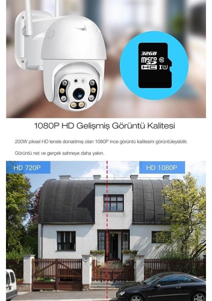 2.0 Mp Hd Lens Iç Dış Mekan Suya Danıklı Ip Wifi Network Güvenlik Kamerası Wifi Kamera