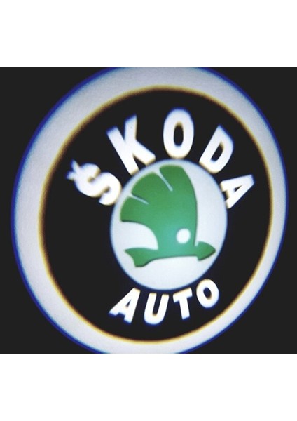 Oto Çizgi Skoda Pilli Kapı Altı LED Hayalet Logo Mesafe Sensörlü 2 Adet