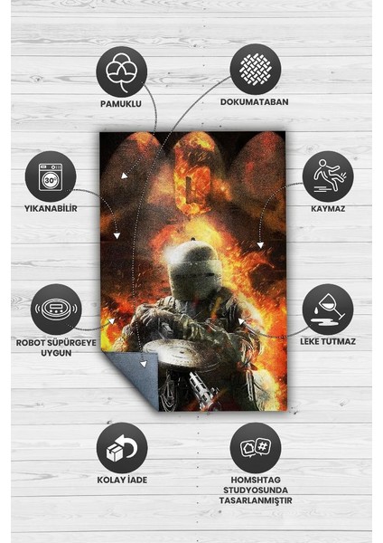 Altı Dokuma Tabanlı Yıkanabilir Gamer Halısı