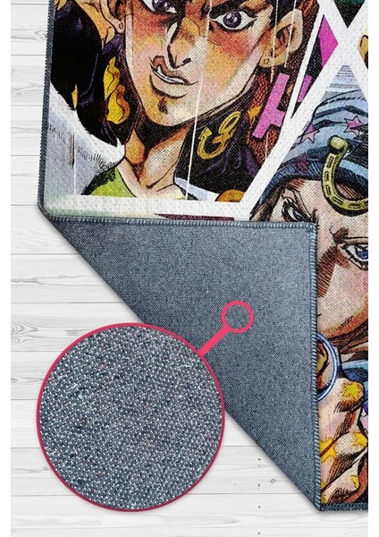 Jojo Çok Renkli Anime Halısı Modern Dokuma Taban Anime Sever Halısı Hediyelik Anime Halısı