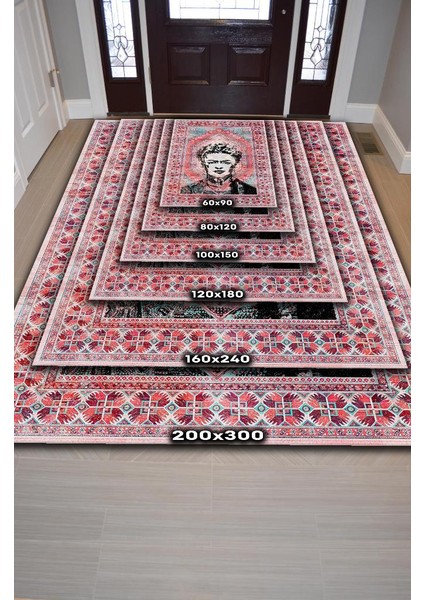 Kahlo Dokuma Tabanlı Yıkanabilir Kaymaz Sanat Sever Halısı