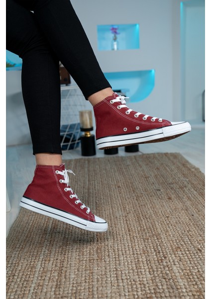 Kadın Erkek Bilekli Sneaker Bordo