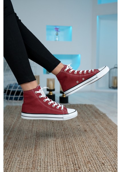 Kadın Erkek Bilekli Sneaker Bordo