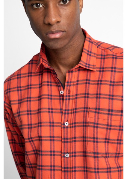 Klasik Fit Uzun Kol Kışlık Kareli Tek Cepli Erkek Gömlek - Tudors modelleri