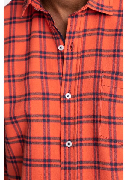 Klasik Fit Uzun Kol Kışlık Kareli Tek Cepli Erkek Gömlek - Tudors indirimleri