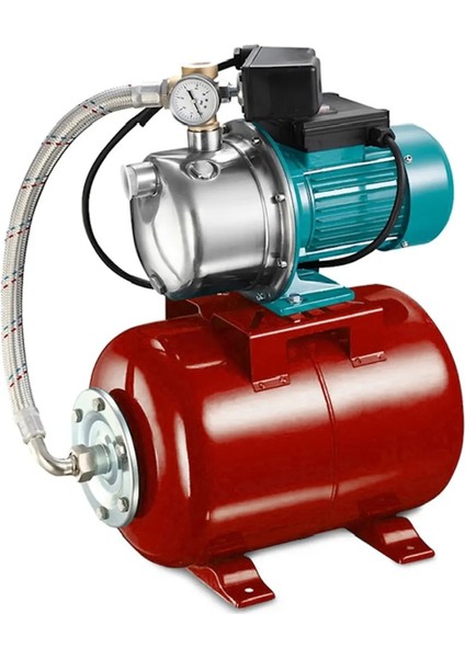 German 2 Hp Bakır Sargı Otomatik Paslanmaz Hidrofor 6 Kat 6 Daire 24 Litre Tanklı 70 Metre Dik