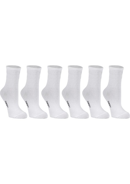 Ozzy Socks Kadın 6'lı Beyaz Renkli Çizgisiz Kısa Konç Tenis Çorabı