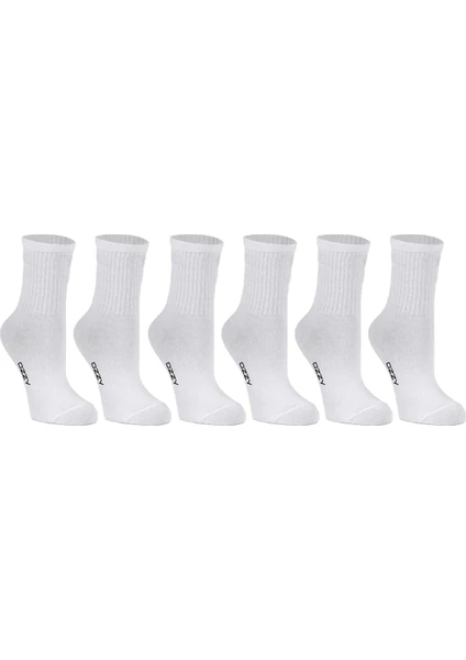 Ozzy Socks Kadın 6'lı Beyaz Renkli Çizgisiz Kısa Konç Tenis Çorabı