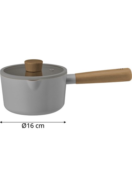 Fika Alüminyum Döküm Süt Tavası Cam Kapaklı Gri 16CM