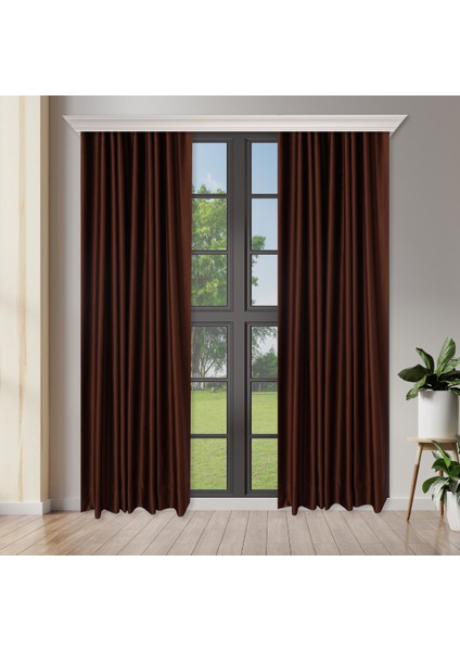 Kahverengi Black Out Karartma Projeksiyon Yatak Odası Pilesiz Tek Kanat Perde indirimleri
