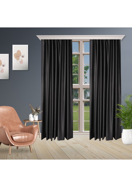 Antrasit Black Out Karartma Projeksiyon Yatak Odası 1-3 Sık Pile Tek Kanat Perde indirimleri