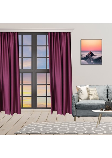 Mürdüm Black Out Karartma Projeksiyon Yatak Odası Pilesiz Tek Kanat Perde indirimleri