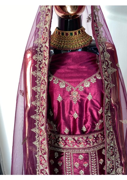 Aashivs Collection Kına Elbisesi - Hint Elbisesi - Kaftan - Lehenga