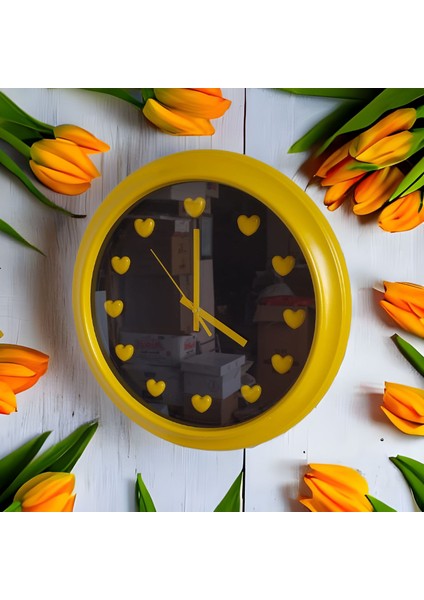 Kalpli 3D Sarı Siyah Ofis Salon Mutfak Duvar Saati 35 cm G8 fiyatları