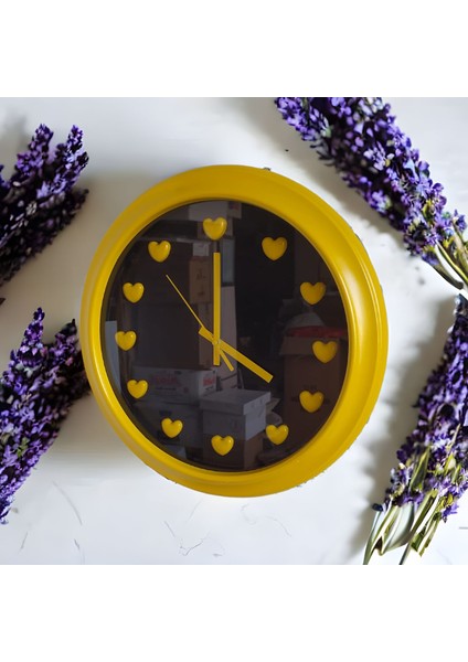 Kalpli 3D Sarı Siyah Ofis Salon Mutfak Duvar Saati 35 cm G8 fırsatları