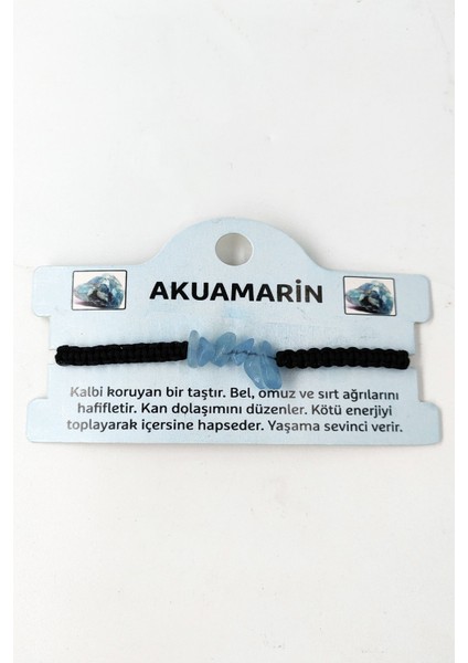 Sertifikalı Akuamarin Kırık Taşlı Ip Bileklik