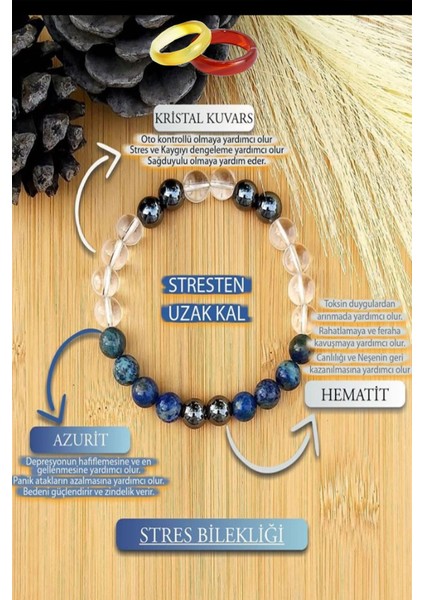 Sertifikalı Doğal Taş Stres Bilekliği ( Akik Yüzük )