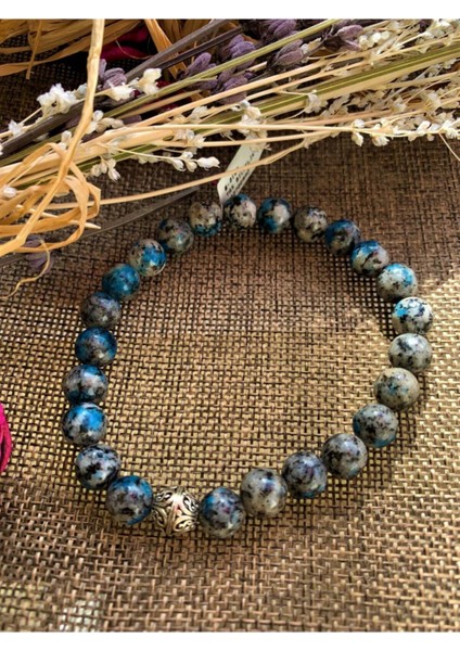 Sertifikalı K2 Jasper( Raindrop Azurite) Bileklik(Gümüş Malzemeli)
