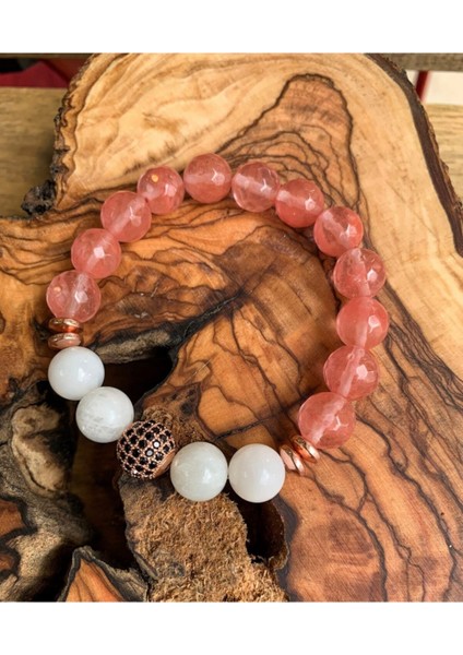 Sertifikalı Pembe Kuvars ve Aytaşı Bilekliğimiz