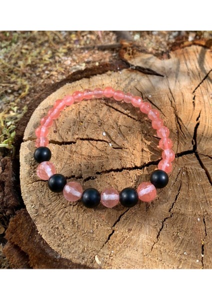 Sertifikalı Pembe Kuvars ve Oniks Bileklik