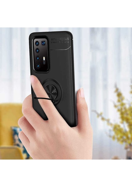 Huawei P40 Pro Kılıf Autofocus Yüzüklü Manyetik Standlı Ravel Slikon Kapak