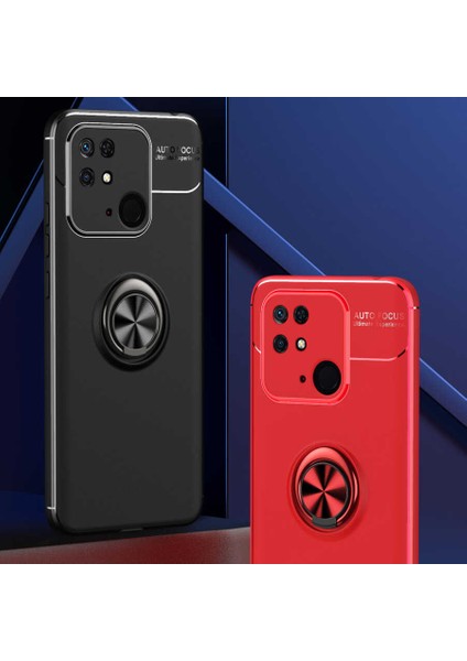 Xiaomi Poco C40 Kılıf Autofocus Yüzüklü Manyetik Standlı Ravel Slikon Kapak