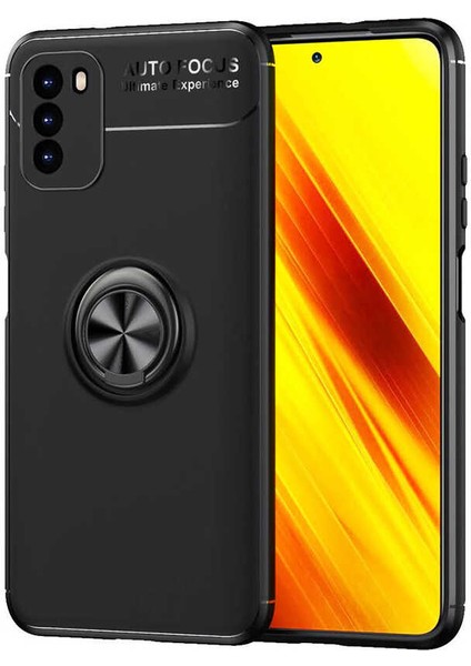 Xiaomi Poco M3 Kılıf Autofocus Yüzüklü Manyetik Standlı Ravel Slikon Kapak