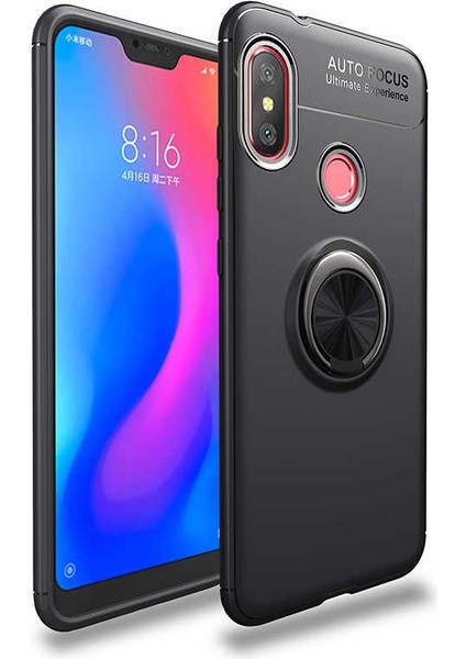 Xiaomi Redmi Note 6 Pro Kılıf Autofocus Yüzüklü Manyetik Standlı Ravel Slikon Kapak