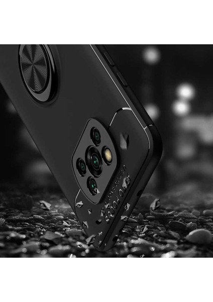 Xiaomi Poco X3 Kılıf Autofocus Yüzüklü Manyetik Standlı Ravel Slikon Kapak