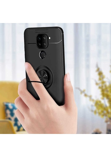 Xiaomi Redmi Note 9 Kılıf Autofocus Yüzüklü Manyetik Standlı Ravel Slikon Kapak