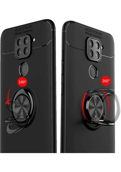 Xiaomi Redmi Note 9 Kılıf Autofocus Yüzüklü Manyetik Standlı Ravel Slikon Kapak