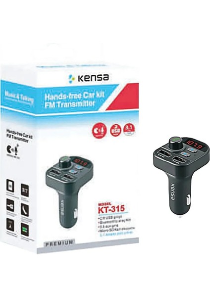 KT-315 M3 Player Fm Fm Transmitter Bluetooth Araç Kiti