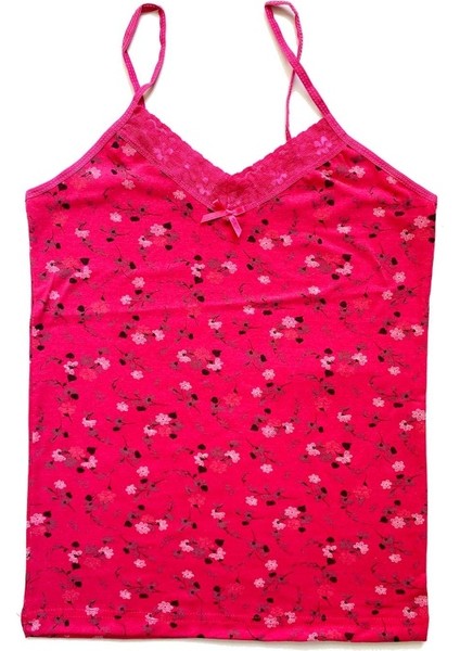 Kadın Askılı Desenli Atlet Dantelli Empirme Pamuklu Penye D3