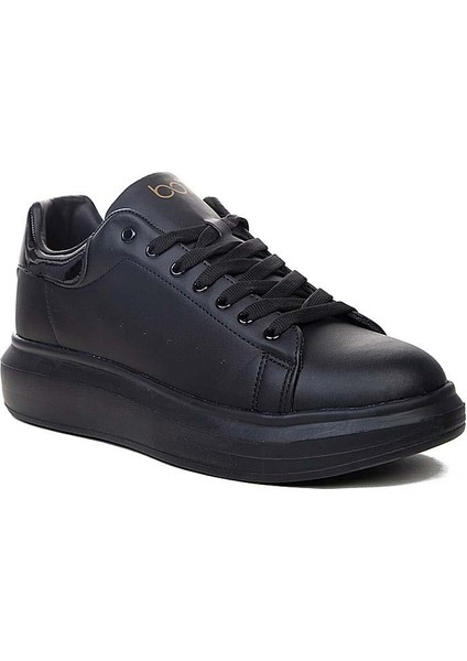 Siyah Yüksek Taban Erkek Sneaker Ayakkabı