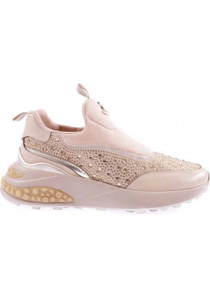 026-1-22K Kadin Kalin Taban Metal Akseusarli Taşli Sneakers Ayakkabi