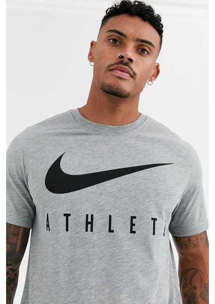Dri-Fit Traning Standart Kesim Gri Erkek Antreman Tişörtü