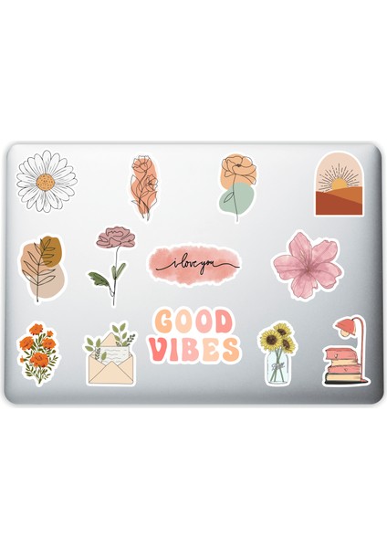 Flower Çiçek Temalı Dekoratif Laptop Notebook Tablet Telefon Sticker Set 08