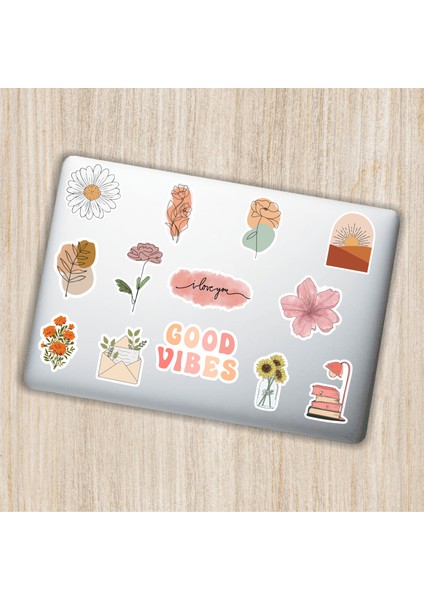 Flower Çiçek Temalı Dekoratif Laptop Notebook Tablet Telefon Sticker Set 08